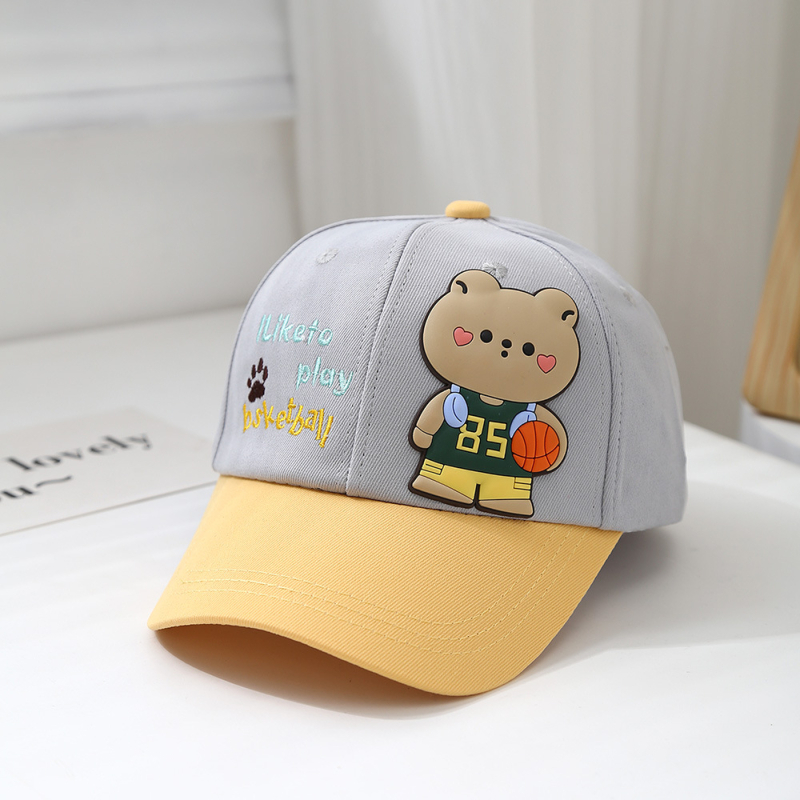 Nova dječja košarkaška kapa s medvjedom za proljeće i jesen, korejska modna višebojna bejzbolska kapa s motivom medvjeda, koja odgovara bojama crtanih filmova
