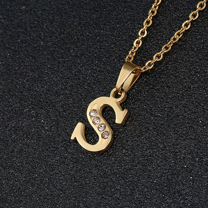 Colier cu litere, studentă coreeană, simplu, de dimensiuni mici, pentru cupluri, prietene, 26 de litere norocoase englezești, lanț de claviculă