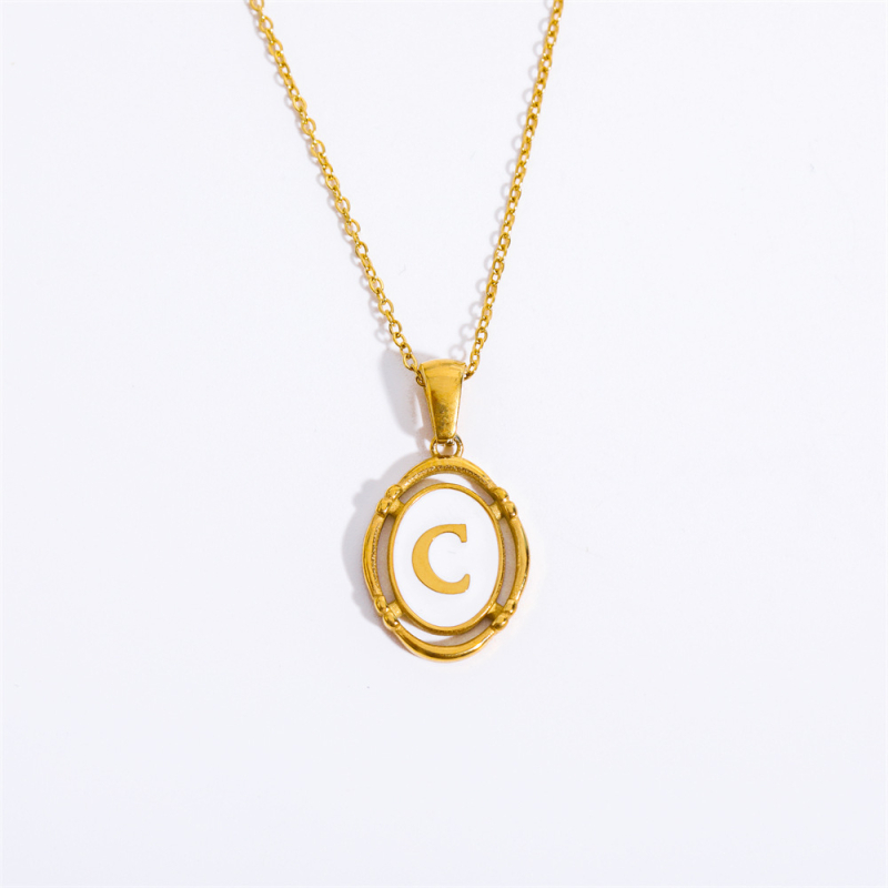 Privjesci od titanijevog čelika s 26 slova, ovalna ogrlica s prvim slovom riječi, ogrlica s dvadeset i šest slova, galvanizirano pravo zlato