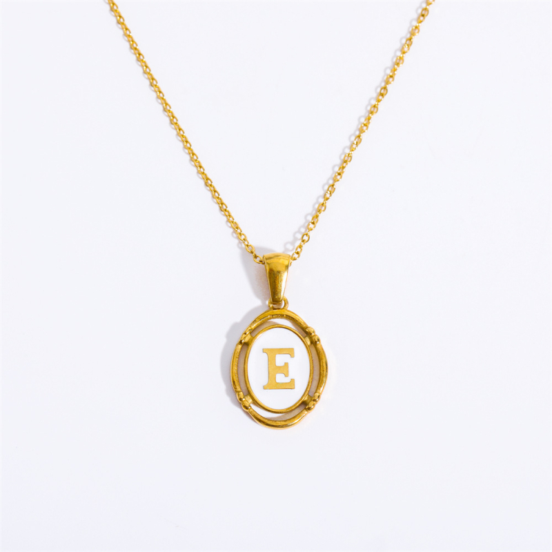 Privjesci od titanijevog čelika s 26 slova, ovalna ogrlica s prvim slovom riječi, ogrlica s dvadeset i šest slova, galvanizirano pravo zlato