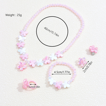 5 dalių mergaitiškas mielas gėlių pakabukas, auskarai, žiedas, pakabukas, karoliai, apyrankė, vaikiški papuošalai