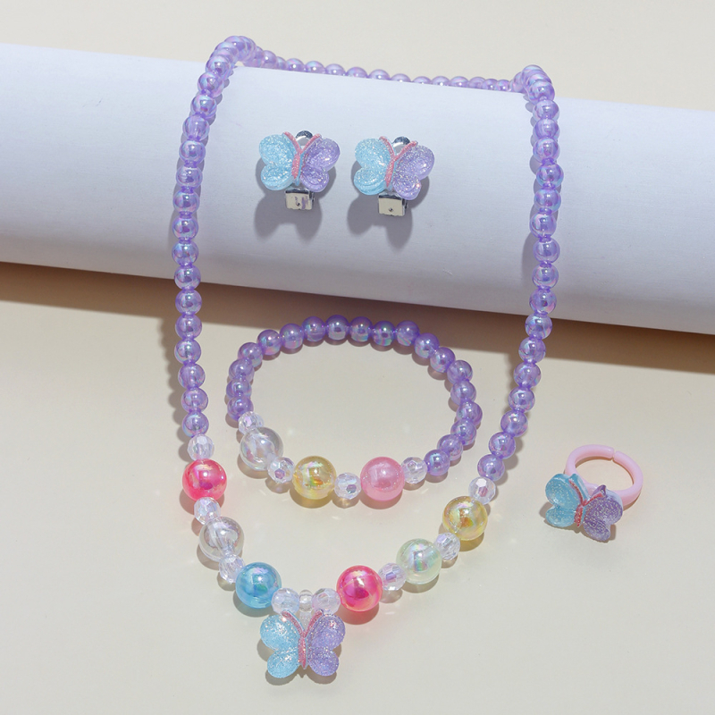 5 dalių mergaitiškas mielas gėlių pakabukas, auskarai, žiedas, pakabukas, karoliai, apyrankė, vaikiški papuošalai