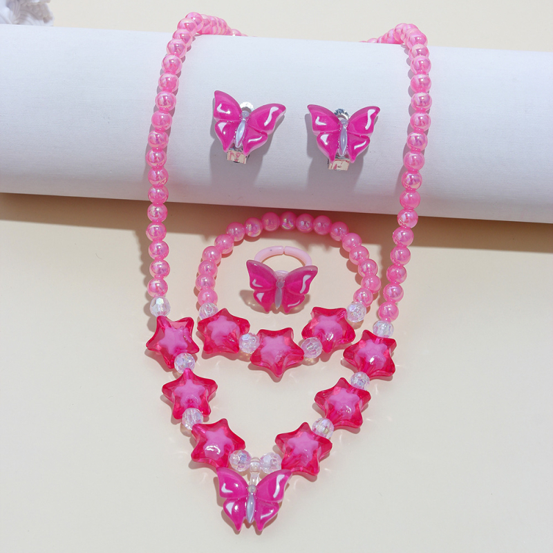 5 dalių mergaitiškas mielas gėlių pakabukas, auskarai, žiedas, pakabukas, karoliai, apyrankė, vaikiški papuošalai