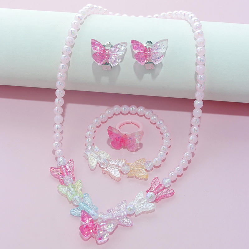 5 dalių mergaitiškas mielas gėlių pakabukas, auskarai, žiedas, pakabukas, karoliai, apyrankė, vaikiški papuošalai