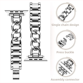 Sobib Apple Watchile Väike Chaneli stiilis roostevabast terasest Apple`i rihm Teksakett Metallist Apple`i rihm