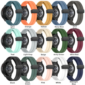 Για Huawei Samsung Smart Watch 20/22mm Universal Πτυσσόμενο Μαγνητικό Λουράκι Σιλικόνης