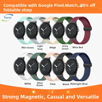 Sobib Google Watch Pixel 2 kellale, ühevärviline, magnetiline kokkupandav pandlaga rihm, Google Watch rihm vabaaja spordile