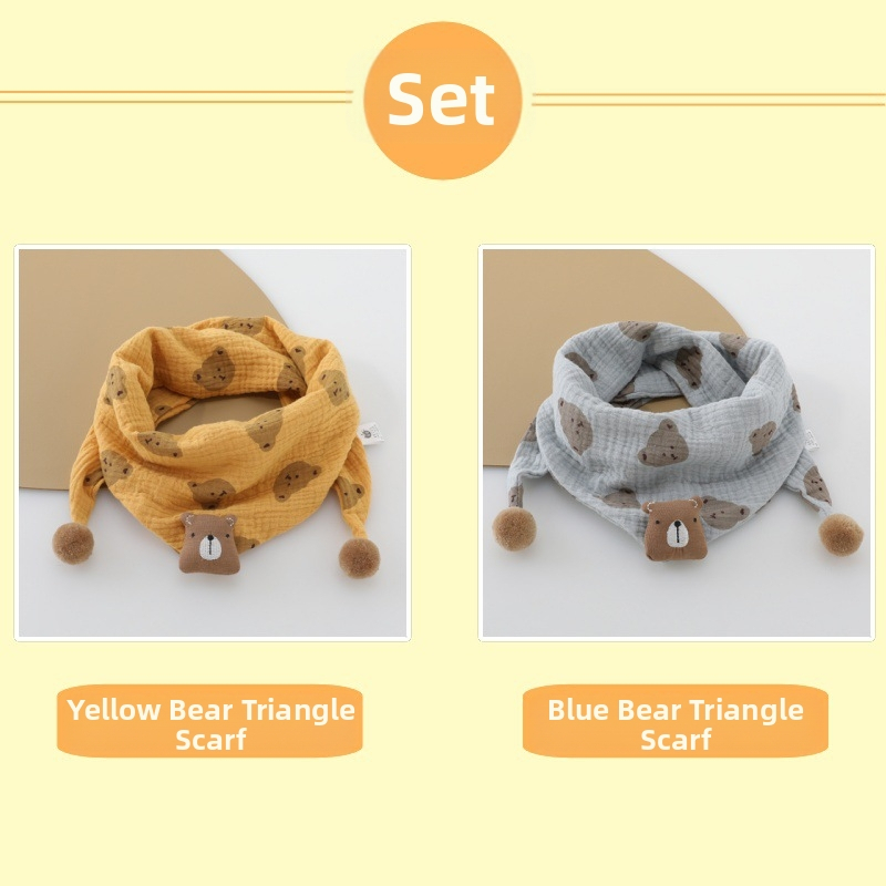 Vaikiškas korėjietiškas animacinių filmukų trikampis 2024 m. Naujas rudens ir žiemos kūdikio vėjui atsparus šiltas mielas meškiuko šalikas