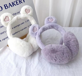 Sulankstomos meškos ausų formos ausų judesiai moterims, nauji korėjietiško stiliaus žiemos šilti studentai, mieli animaciniai pliušiniai, vėjui atsparūs ausų šildukai