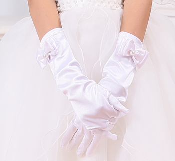 Laste kindad beebi lilletüdruku kleidi kindad valged roosad tüdrukute lipsuga pulmakindad tehase hulgimüük