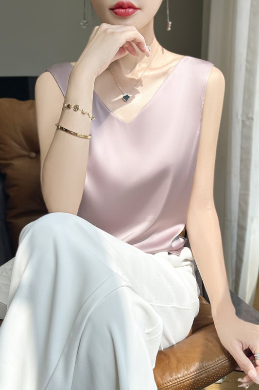 Vestă de vară fără mâneci, respirabilă, din satin, cu acid acetic, față în V, spate, rotundă, sexy, Spice Girl