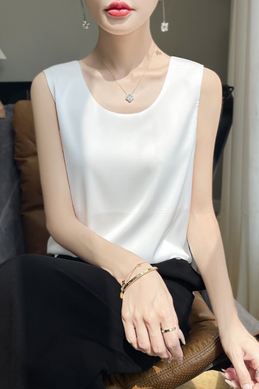 Vestă de vară fără mâneci, respirabilă, din satin, cu acid acetic, față în V, spate, rotundă, sexy, Spice Girl