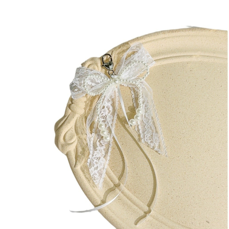 Korejiešu stila super feja balta lentes bantīte pērļu atslēgu piekariņa somiņa ar saldu mežģīņu jostas somiņu kulons Chanel stilā