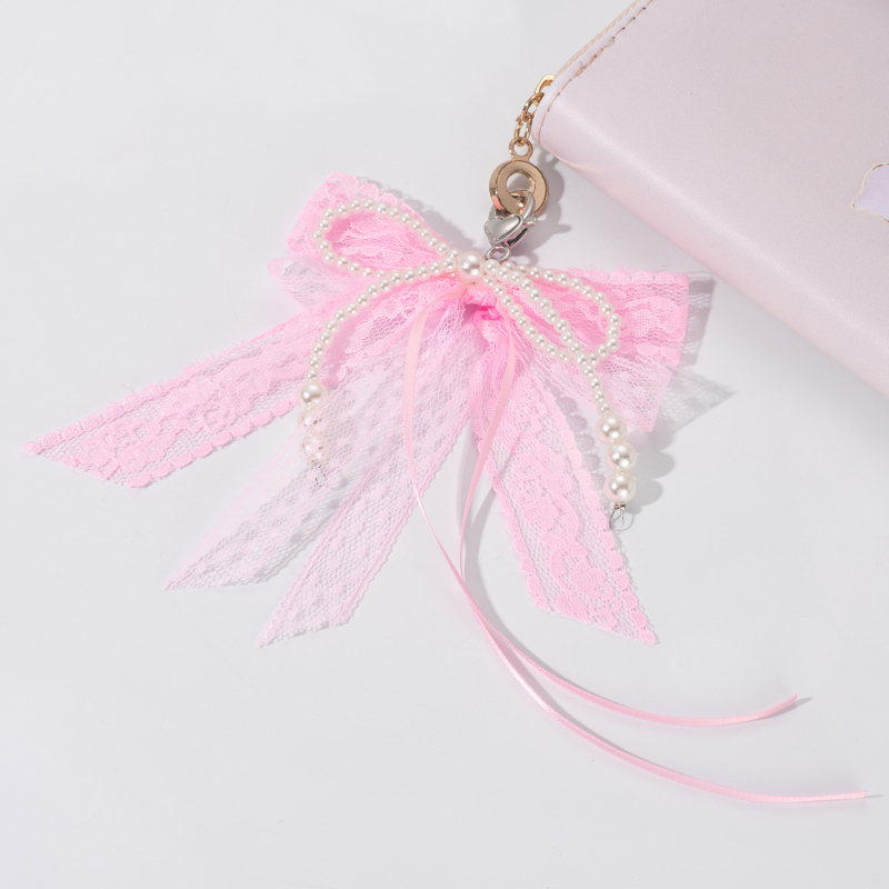 Korea stiilis superhaldjast valge paelaga lipsuga pärlmuttervõtmehoidja, armas pitsist vöökoti ripats, Chaneli stiilis