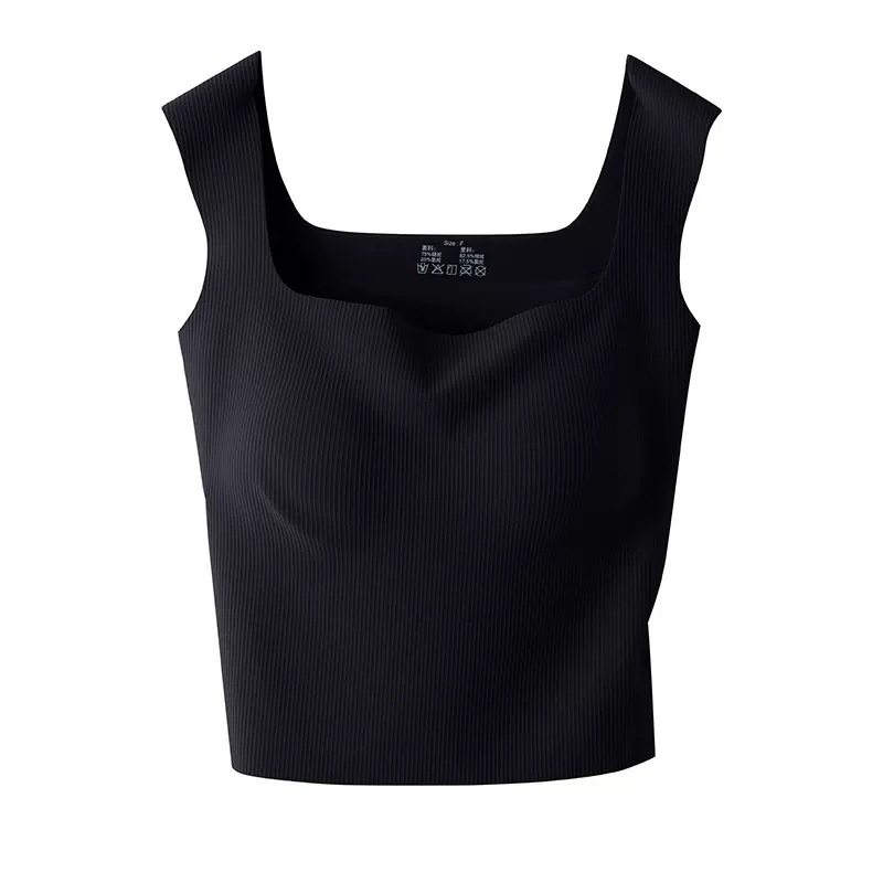 Uus kandilise kraega ja eemaldatava rinnapadjaga naiste suvine kootud lühikeste alumiste särk, ilu seljal