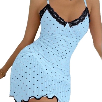 Σέξι πιτζάμες για κορίτσια, καλοκαιρινές, νέες, γλυκές, V-neck, τυπωμένες ενδυμασίες σπιτιού, στενή μέση, αδυνατιστική, χωρίς πλάτη, νυχτικό