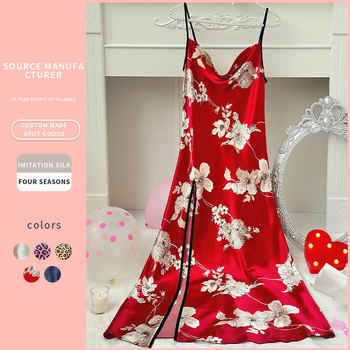Εργοστασιακές πιτζάμες γυναικεία καλοκαιρινή σέξι γυναικεία νυχτικά από μετάξι πάγου αμάνικο μακρύ μπουρνούζι προσομοίωση μεταξωτού νυφικού πρωινού χονδρικής