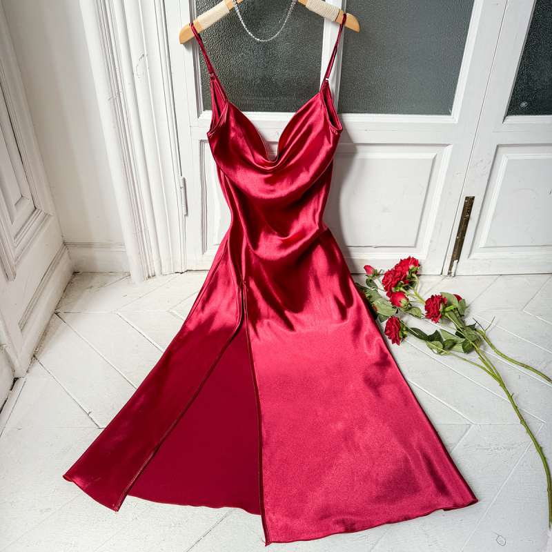 Tehase pidžaamad naiste suvine seksikas daamide jääsiidist öösärk varrukateta pikk hommikumantel simulatsiooniga siidist pruudi hommikukleit hulgimüük