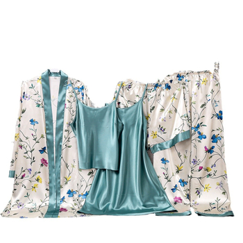 Παντελόνι πέντε τεμαχίων Yaoting New Ice Silk Printed Robe Sling, άνετο για το σπίτι, WJT22140