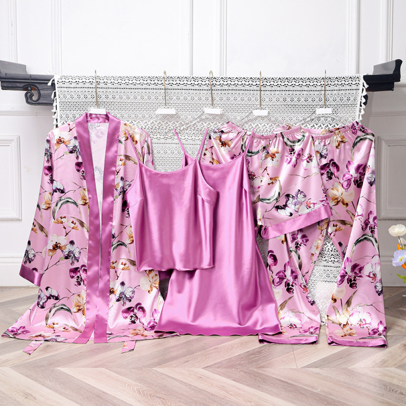 Petodijelni Yaoting novi ledeno svileni ogrtač s remenčićima, udobno kućno odijelo WJT22140