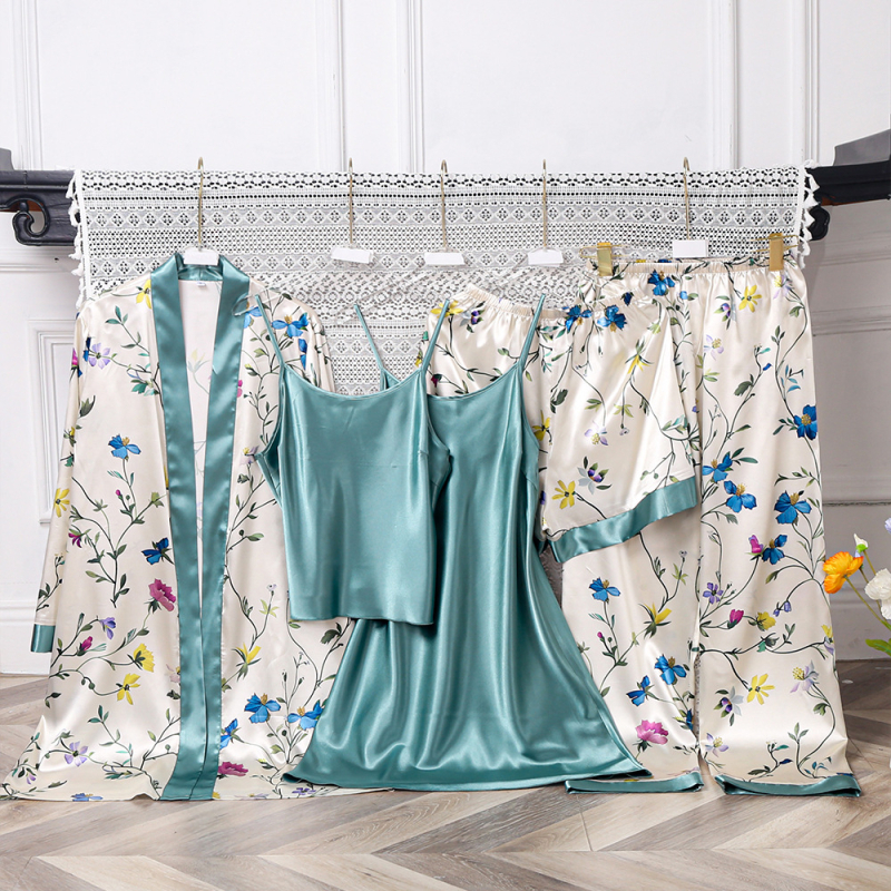 Petodijelni Yaoting novi ledeno svileni ogrtač s remenčićima, udobno kućno odijelo WJT22140