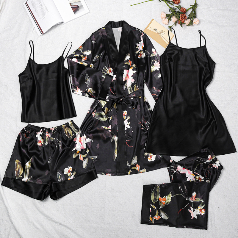 Petodijelni Yaoting novi ledeno svileni ogrtač s remenčićima, udobno kućno odijelo WJT22140