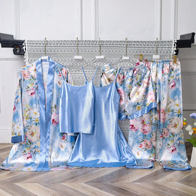 Petodijelni Yaoting novi ledeno svileni ogrtač s remenčićima, udobno kućno odijelo WJT22140