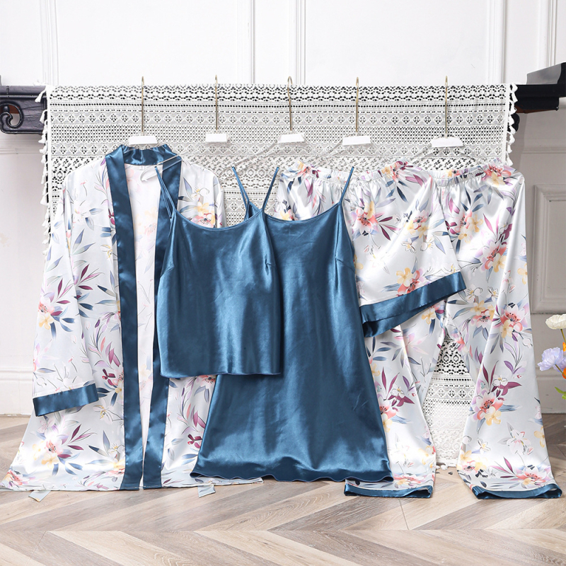 Petodijelni Yaoting novi ledeno svileni ogrtač s remenčićima, udobno kućno odijelo WJT22140