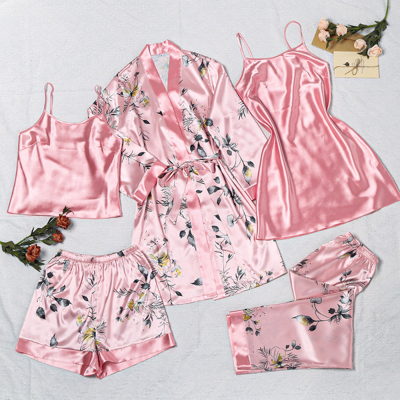 Petodijelni Yaoting novi ledeno svileni ogrtač s remenčićima, udobno kućno odijelo WJT22140