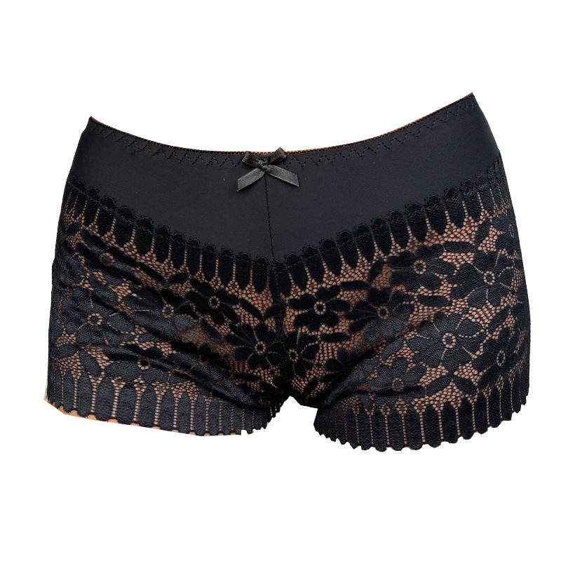 Γυναικεία μποξεράκια με κούφια ύφανση, ευρωπαϊκά και αμερικανικά, σέξι, δαντελένια, μέσης μέσης, αναπνεύσιμα, με προοπτική, ελαφριά, χωρίς ίχνη, εσώρουχα με φιόγκο