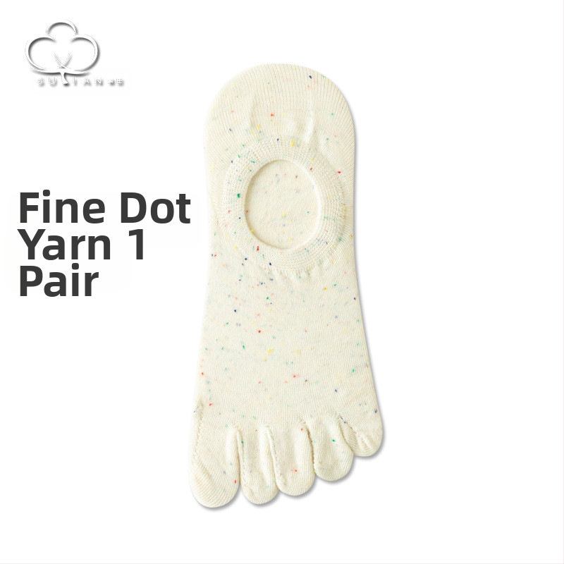 Taškuotos siūlų penkių pirštų kojinės Moteriškos vasarinės plonos kojinės Moteriškos valties formos kojinės Seklios burnos nematomos kojinės Japoniško stiliaus mielos medvilninės kojinės su pirštais