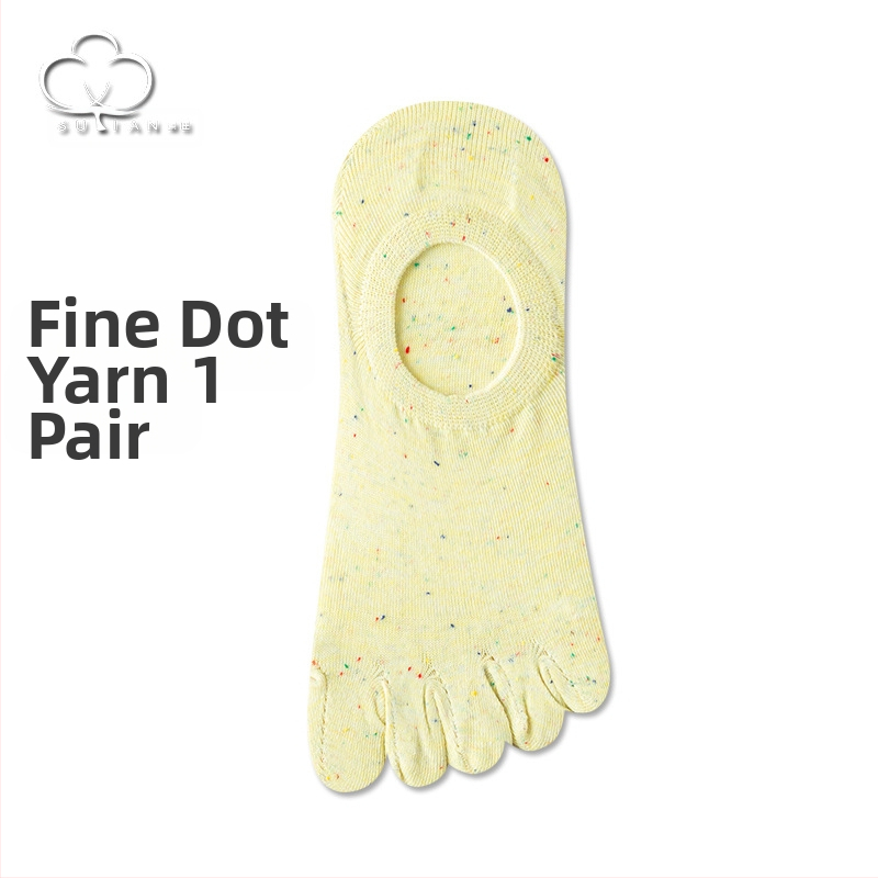 Taškuotos siūlų penkių pirštų kojinės Moteriškos vasarinės plonos kojinės Moteriškos valties formos kojinės Seklios burnos nematomos kojinės Japoniško stiliaus mielos medvilninės kojinės su pirštais