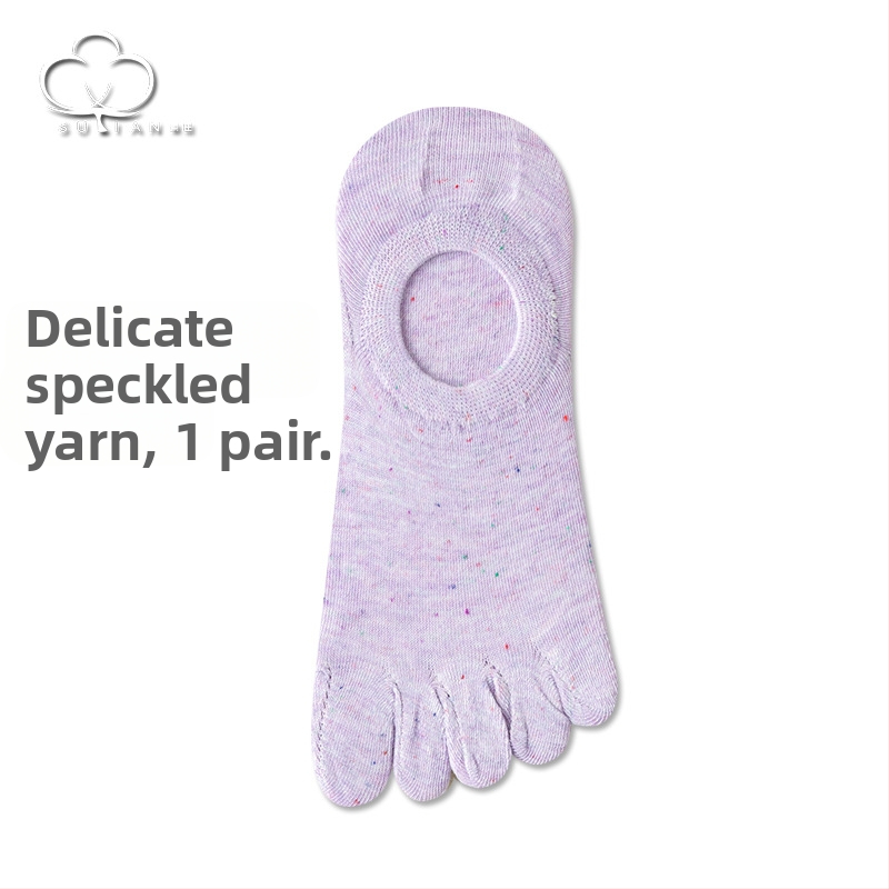 Taškuotos siūlų penkių pirštų kojinės Moteriškos vasarinės plonos kojinės Moteriškos valties formos kojinės Seklios burnos nematomos kojinės Japoniško stiliaus mielos medvilninės kojinės su pirštais