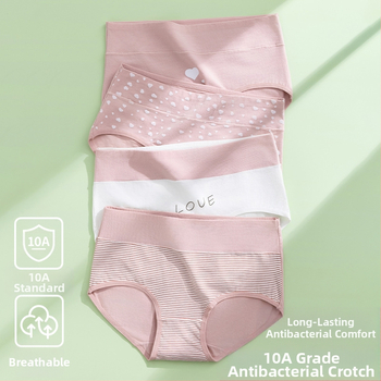 Piiriülene suur suurus 10A klassi antibakteriaalne aluspesu tüdrukutele, trükitud Euroopa ja Ameerika kõrge vöökohaga, kõhu kontrolli all hoidmiseks, paksudele tüdrukutele, õmblusteta puhas puuvill