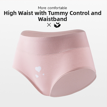 Piiriülene suur suurus 10A klassi antibakteriaalne aluspesu tüdrukutele, trükitud Euroopa ja Ameerika kõrge vöökohaga, kõhu kontrolli all hoidmiseks, paksudele tüdrukutele, õmblusteta puhas puuvill