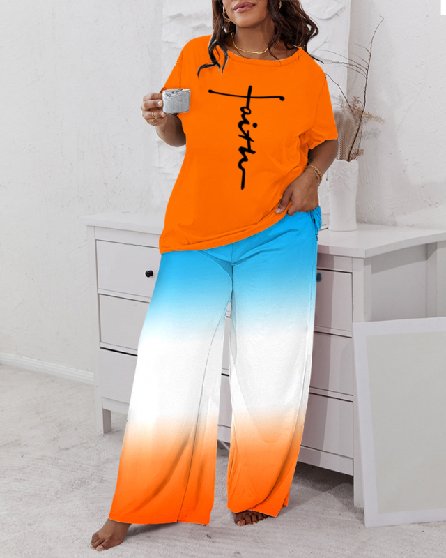 Vanjska trgovina prekogranična 2023. Novo pismo pidžama kratkih rukava + dvodijelno odijelo s leopard printom