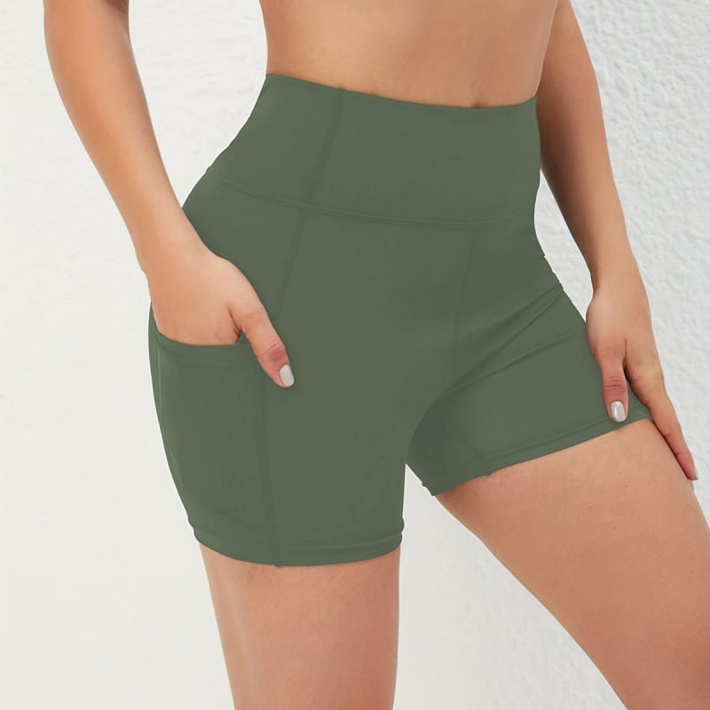 Pantaloni de yoga transfrontalieri, populari în Europa și America, cu buzunare, strâmți, pentru ridicarea feselor, talie înaltă, pantaloni scurți sport pentru alergare în aer liber, fitness, pentru femei, vară