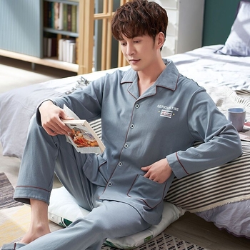 Pavasario ir rudens pižama Vyriškas grynos medvilnės paauglių megztinis ilgomis rankovėmis Pavasaris ir ruduo „Ebay Leisure Crossborder Plus Fat Plus“ visiems