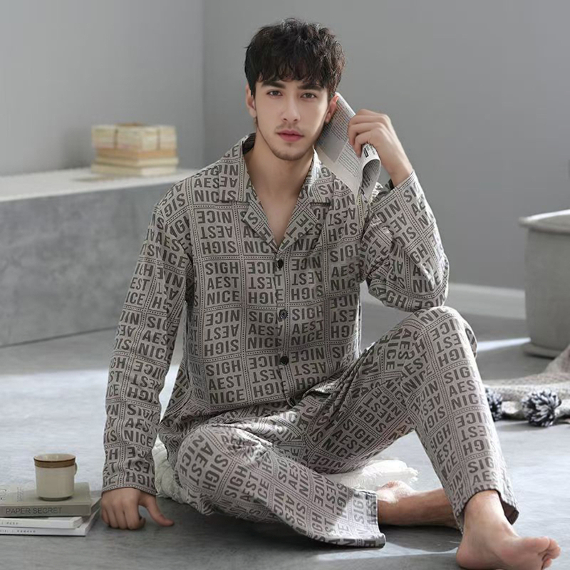 Pavasario ir rudens pižama Vyriškas grynos medvilnės paauglių megztinis ilgomis rankovėmis Pavasaris ir ruduo „Ebay Leisure Crossborder Plus Fat Plus“ visiems