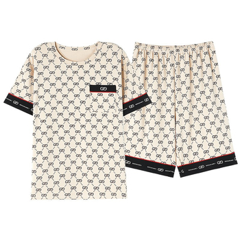 Vasarinės vyriškos pižamos, vyriškos vasarinės medvilninės animacinių filmukų stiliaus pižamos, vidutinio ir didelio dydžio, vaikiškos, vasarinės, namų aprangos, trumpomis rankovėmis, jaunimo, korėjietiško stiliaus, plonos, trumpomis rankovėmis.