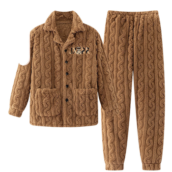 2024 m. rudens ir žiemos pižamos, vyriški namų drabužiai, koralinės vilnos pamušalas, sustorintas vyriškas kostiumas, šiltas ir patogus flanelinis audinys