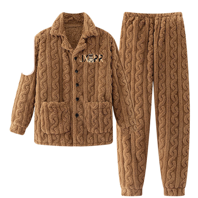 2024 m. rudens ir žiemos pižamos, vyriški namų drabužiai, koralinės vilnos pamušalas, sustorintas vyriškas kostiumas, šiltas ir patogus flanelinis audinys