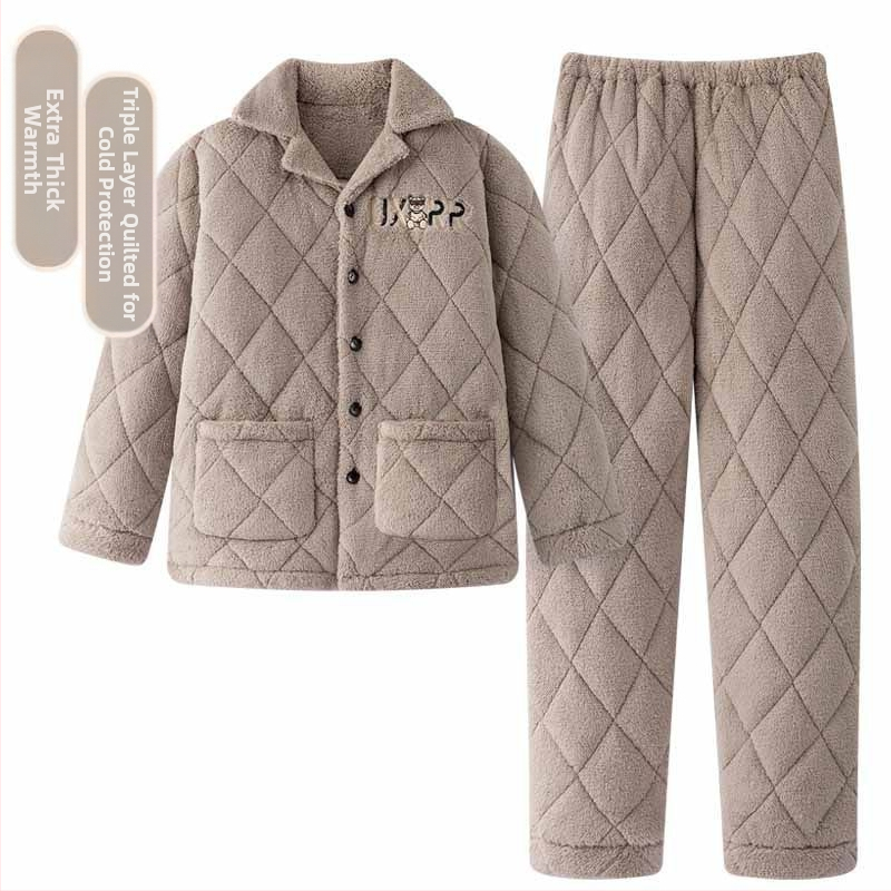 2024 m. rudens ir žiemos pižamos, vyriški namų drabužiai, koralinės vilnos pamušalas, sustorintas vyriškas kostiumas, šiltas ir patogus flanelinis audinys