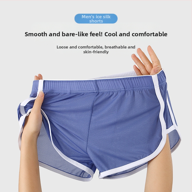 Мъжки бельо Zhongshan Aro, летни, от ледена коприна, ултратънки мрежести спортни бельо, мъжки свободни домашни шорти