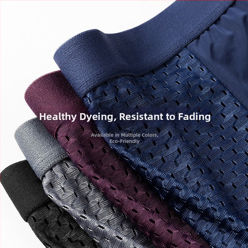 Lenjerie intimă pentru bărbați, vară, din plasă de mătase glacială, respirabilă, talie medie, boxeri confortabili pentru tineri și vârste mijlocii, pantaloni plați Factory