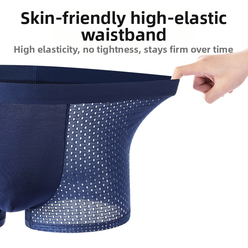 Lenjerie intimă pentru bărbați, vară, din plasă de mătase glacială, respirabilă, talie medie, boxeri confortabili pentru tineri și vârste mijlocii, pantaloni plați Factory