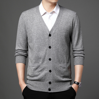 Debeli pleteni kardigan za muški jesensko-zimski model 2023., ležeran pulover u korejskom stilu, muški trendi, svestrani top
