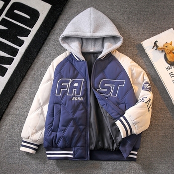 Μπουφάν με βαμβάκι, βαμβακερό, χοντρό, μεγάλο παιδικό παλτό αγοριού 2024, νέα παιδικά ρούχα, αγόρια, φθινόπωρο και χειμώνας, στολή μπέιζμπολ χειμώνας