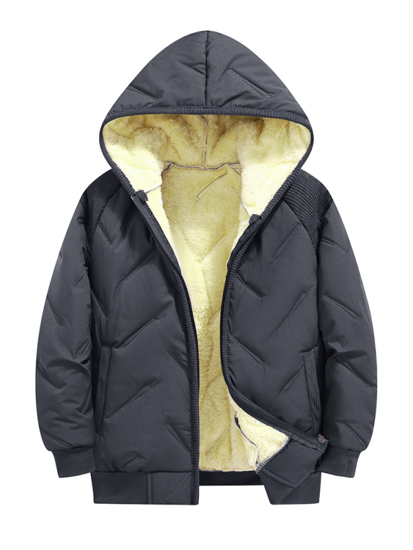 Nova dječja jednodijelna jakna s pamučnom podstavom za dječake i djevojčice, zimska topla reljefna jakna od janjeće kože s kapuljačom i pamučnom podstavom za srednju i veliku djecu