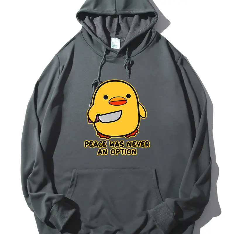 Tricou bărbătesc cu mânecă lungă, model galben cu rață și cuțit